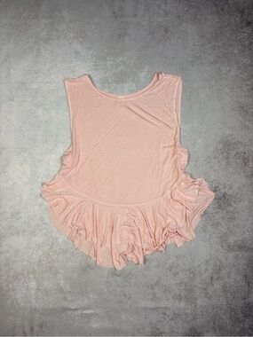 Free People We The Free Uptown Ruffle Sleeveless V Trim Hem Tank In Rose
